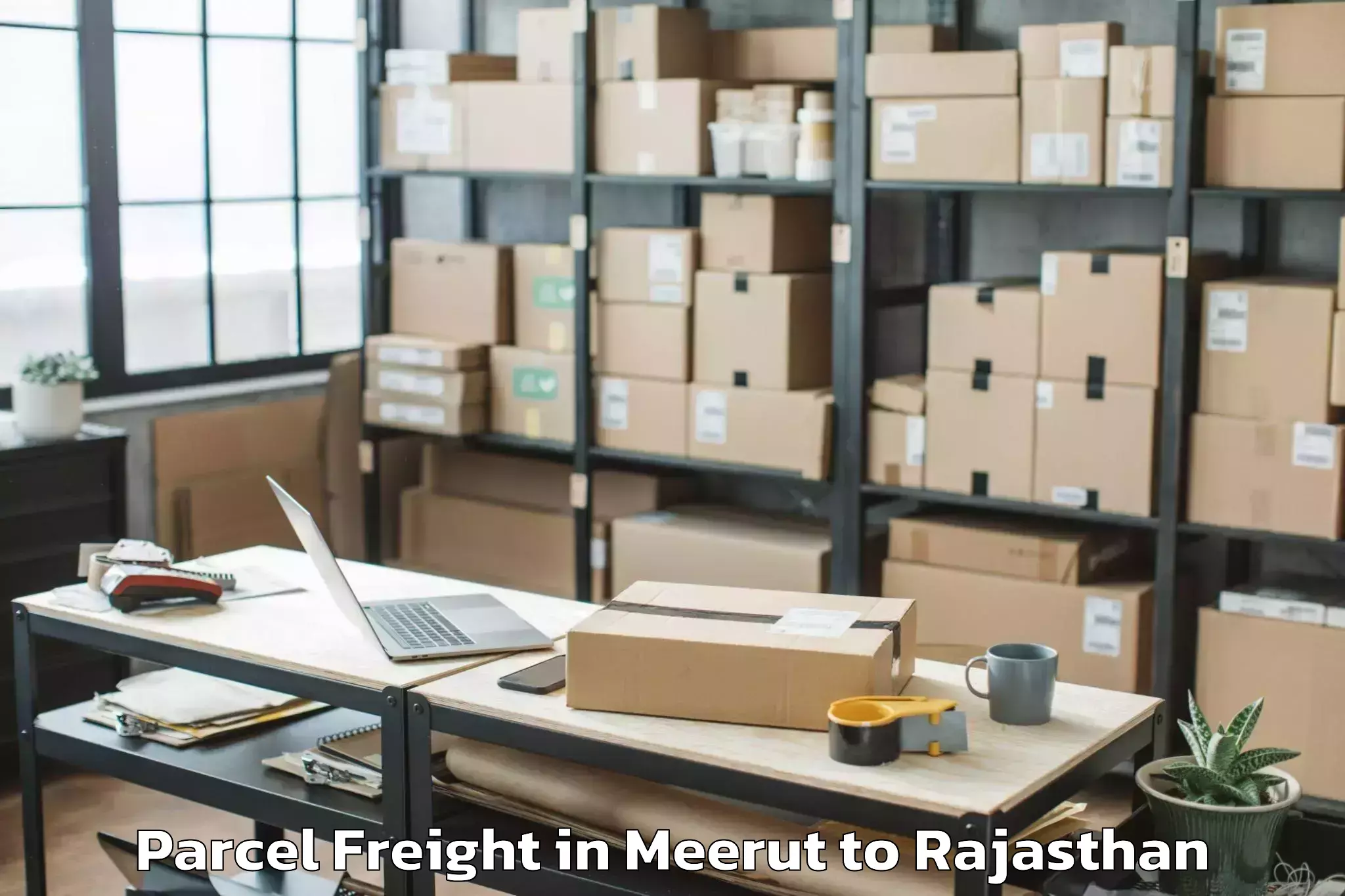 Comprehensive Meerut to Sunrise University Alwar Parcel Freight